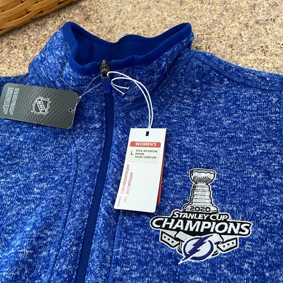NWT Antigua 2020 Stanley Cup Champs Tampa Bay Lightning Pullover Large Fleece - Picture 3 of 15